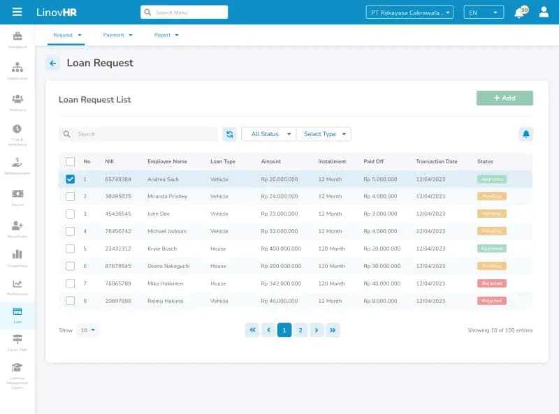 LinovHR Employee Loan Management Application