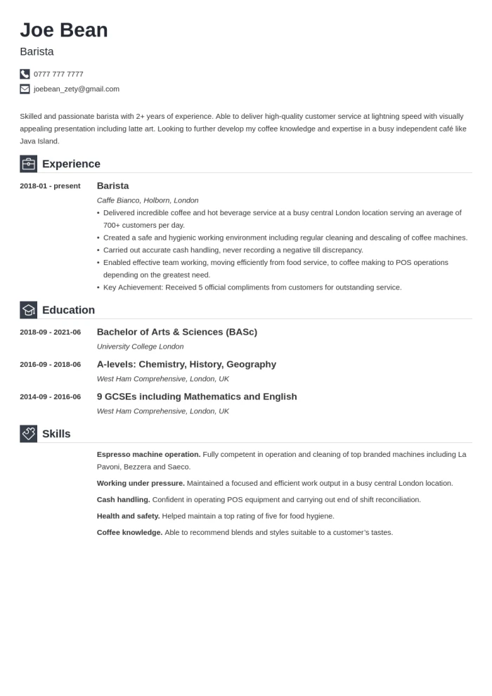CV Barista