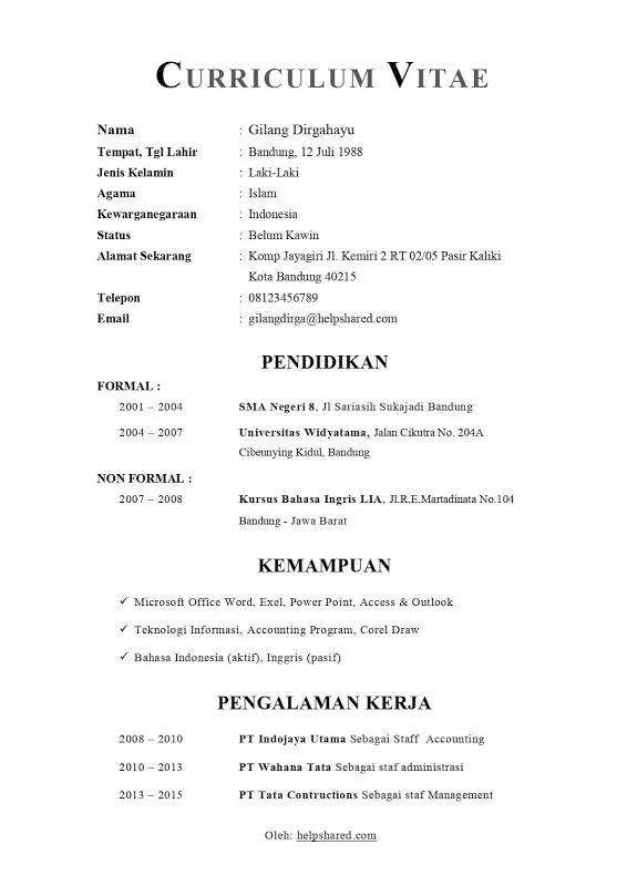 Contoh CV
