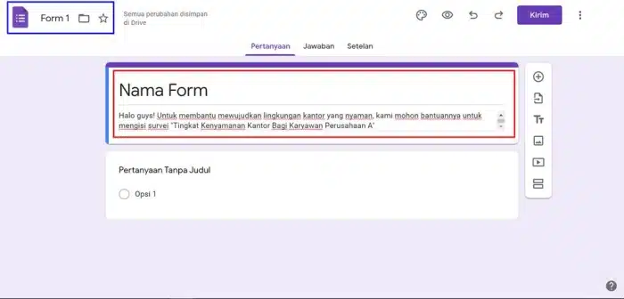 Beri Nama form