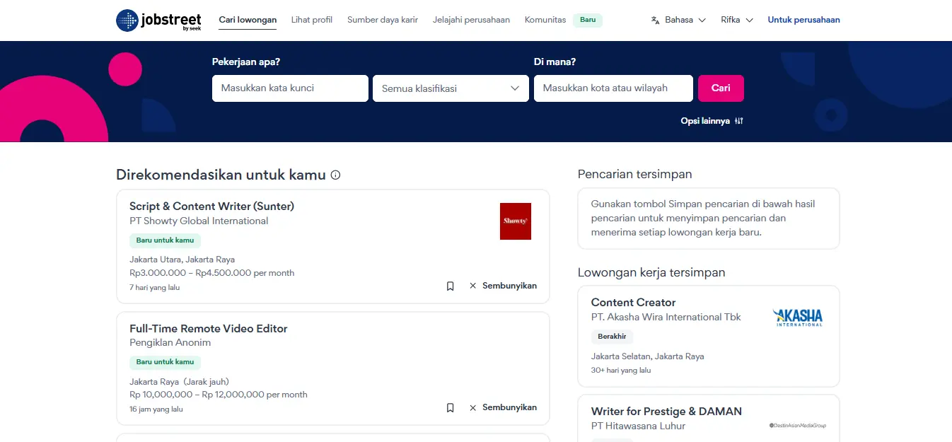 Aplikasi Rekrutmen Karyawan - Jobstreet