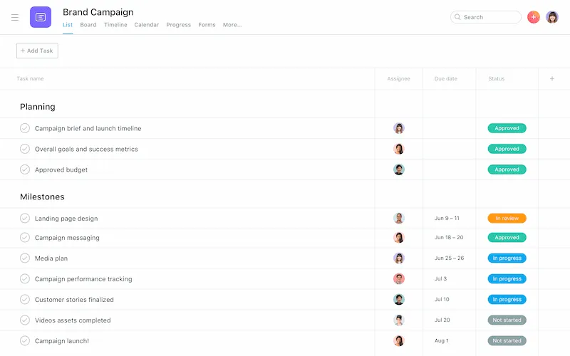 Aplikasi To Do List (asana.com)