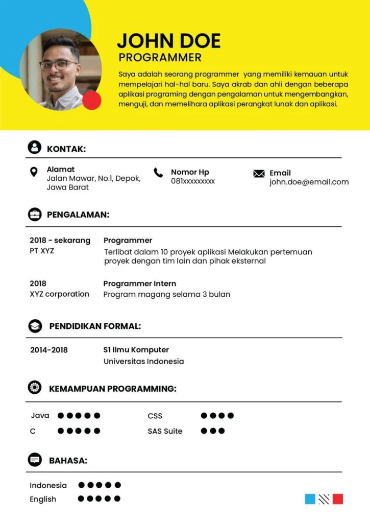 Contoh CV Kreatif Bahasa Indonesia