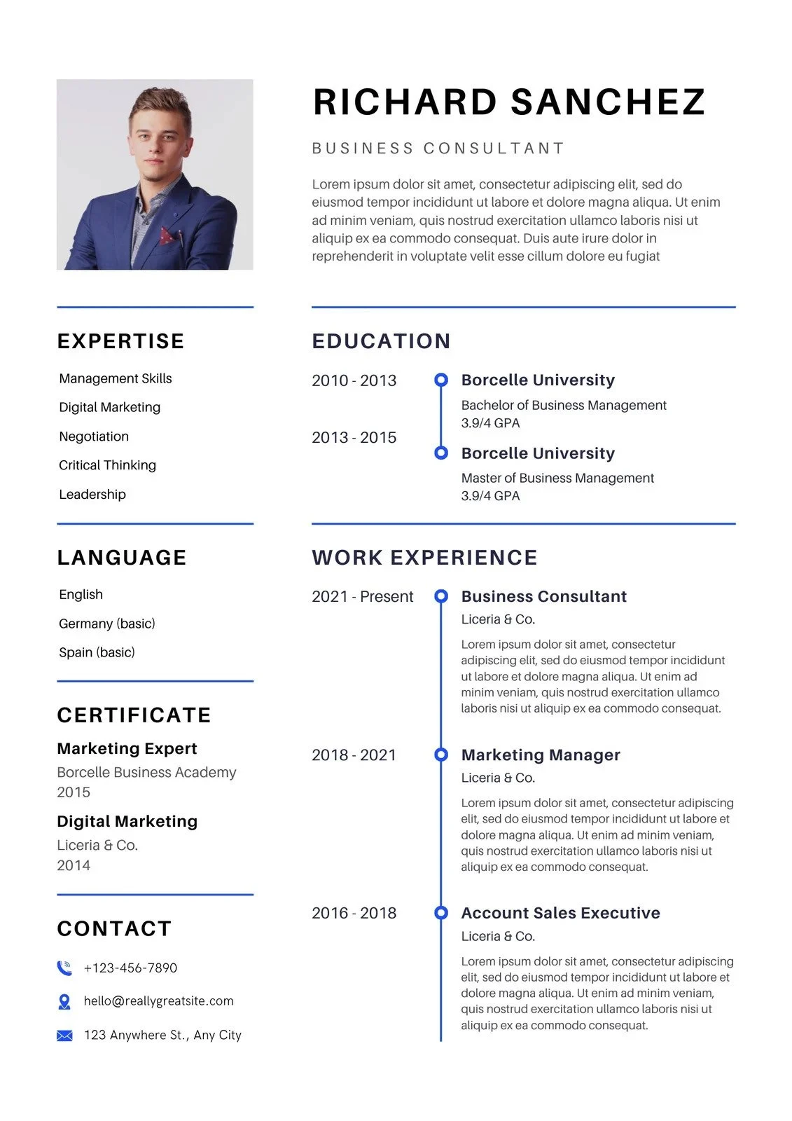 Contoh CV Magang Bahasa Inggris