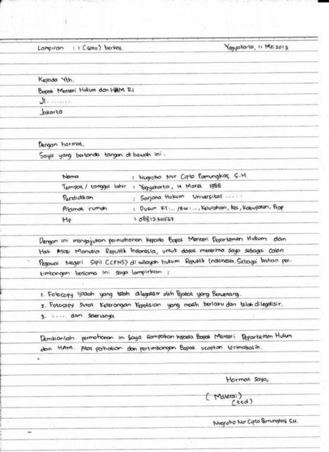  Contoh CV Tulis Tangan Fresh Graduate