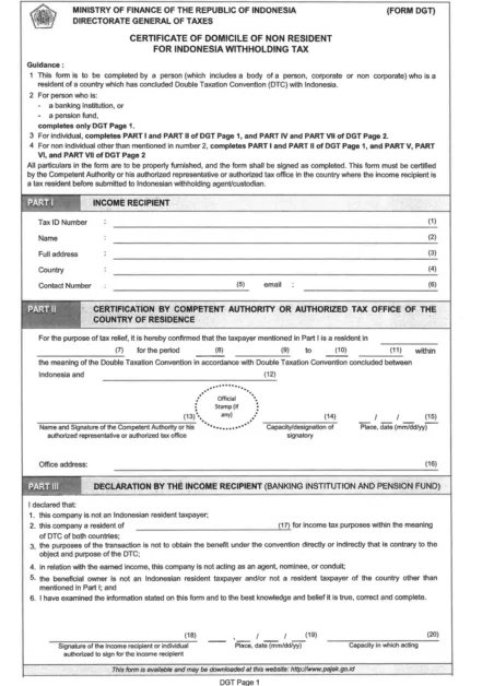 Contoh Form DGT