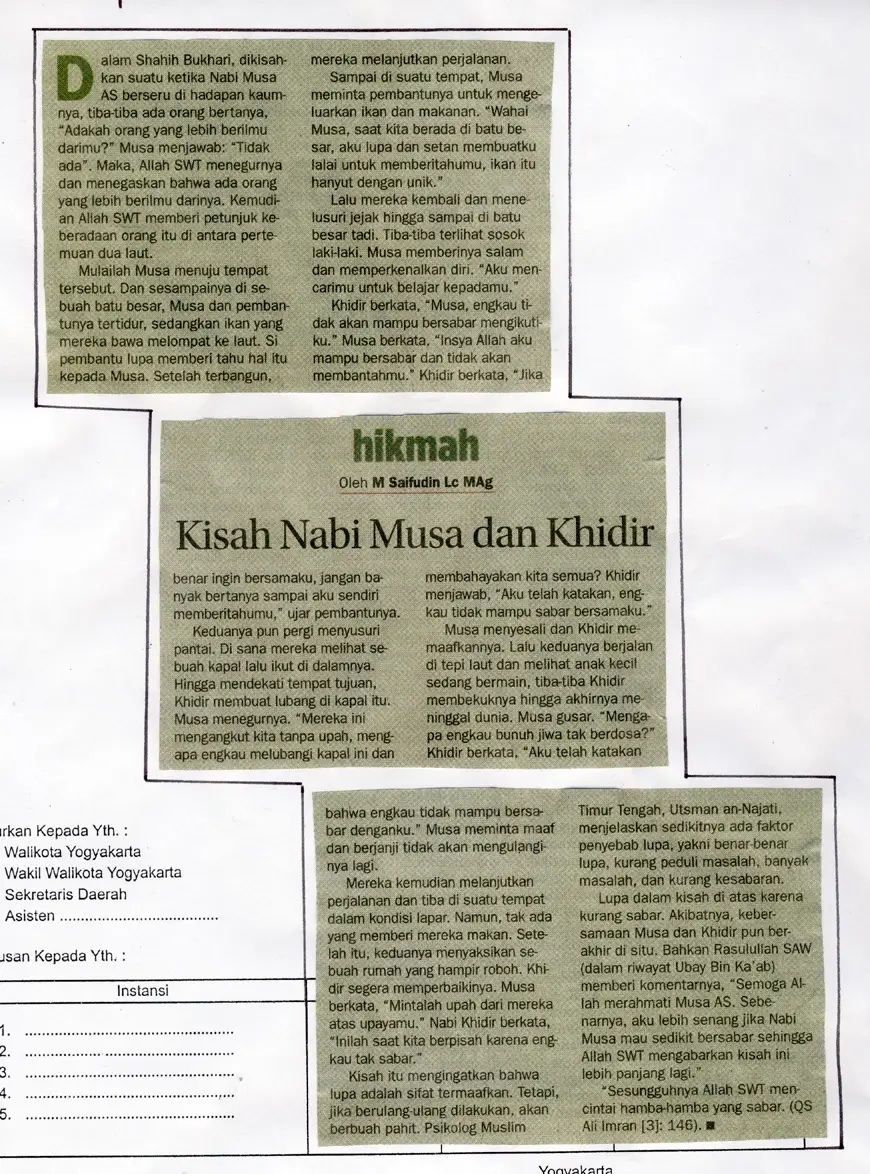 Contoh Kliping Koran