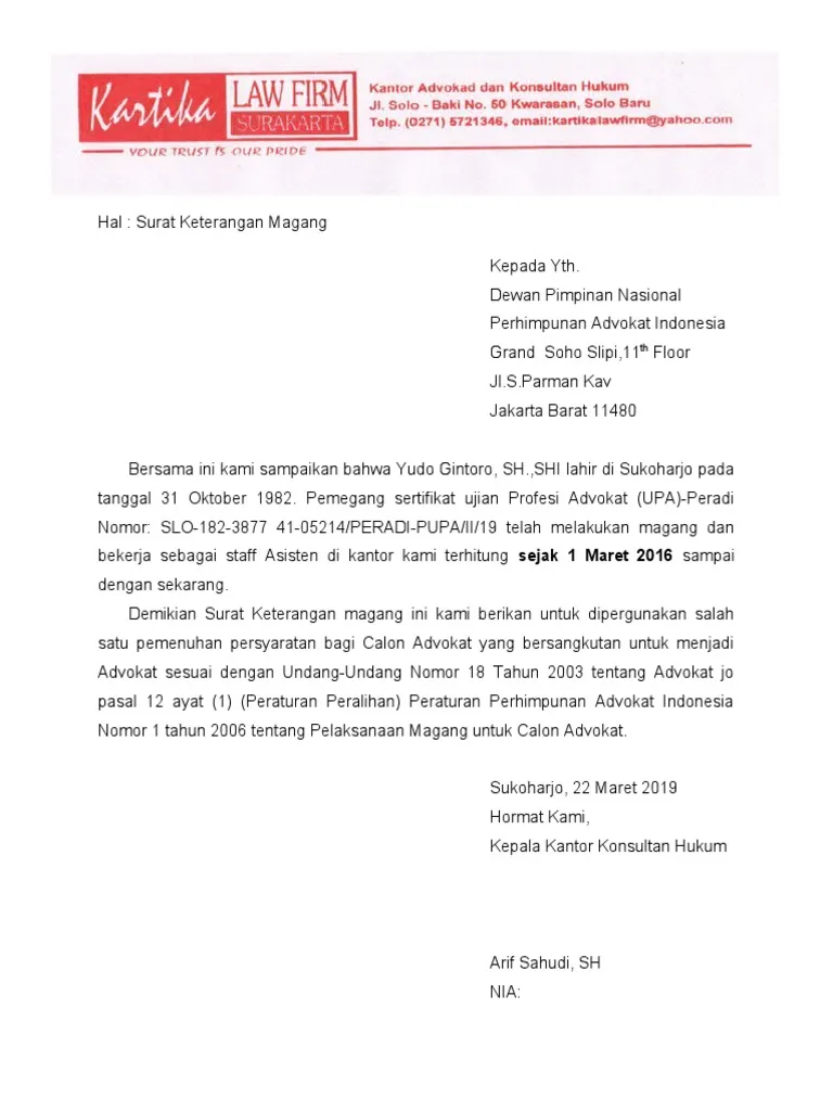 Contoh Kop Surat Advokat