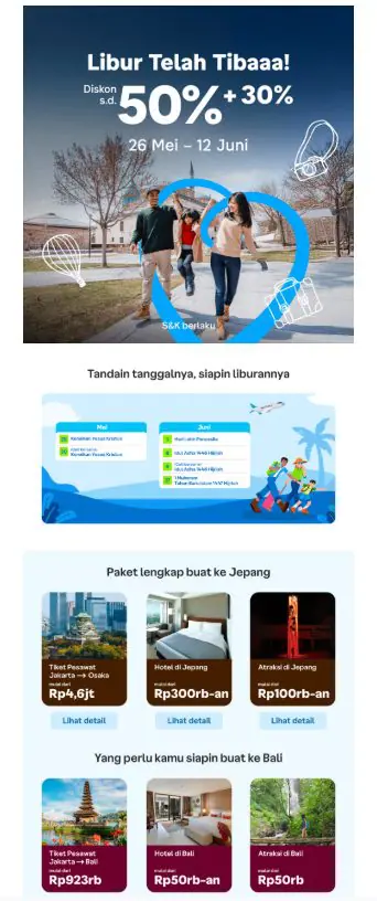 Contoh Newsletter Traveloka