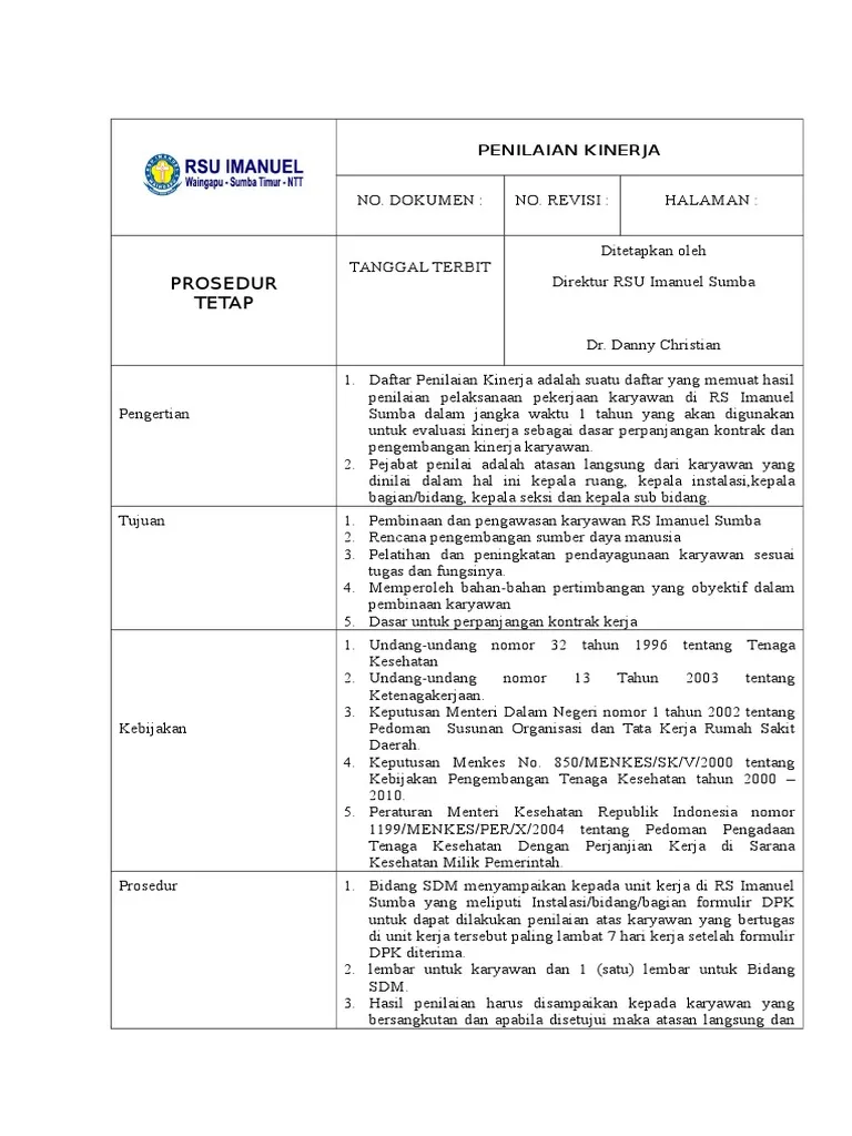 Contoh SOP Penilaian Kinerja