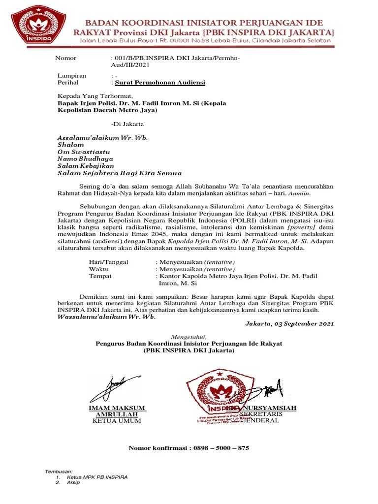 Contoh Surat Audiensi