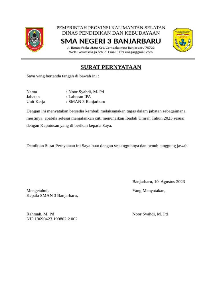 Contoh Surat Contoh Surat Cuti Umroh