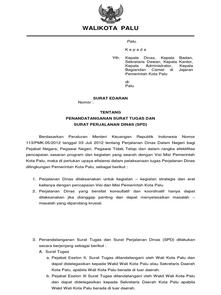 Contoh Surat Dinas Edaran
