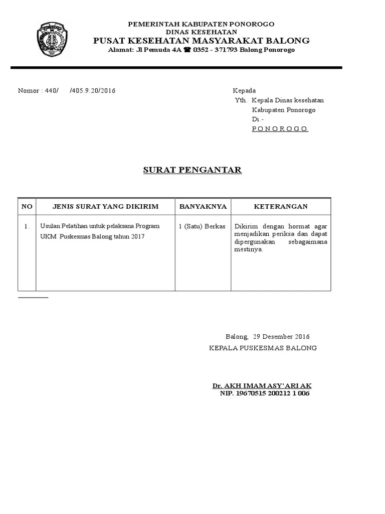 Contoh Surat Pengantar Dinas