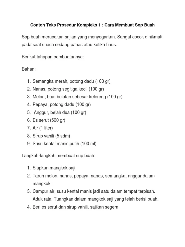 Contoh Teks Prosedur Kompleks