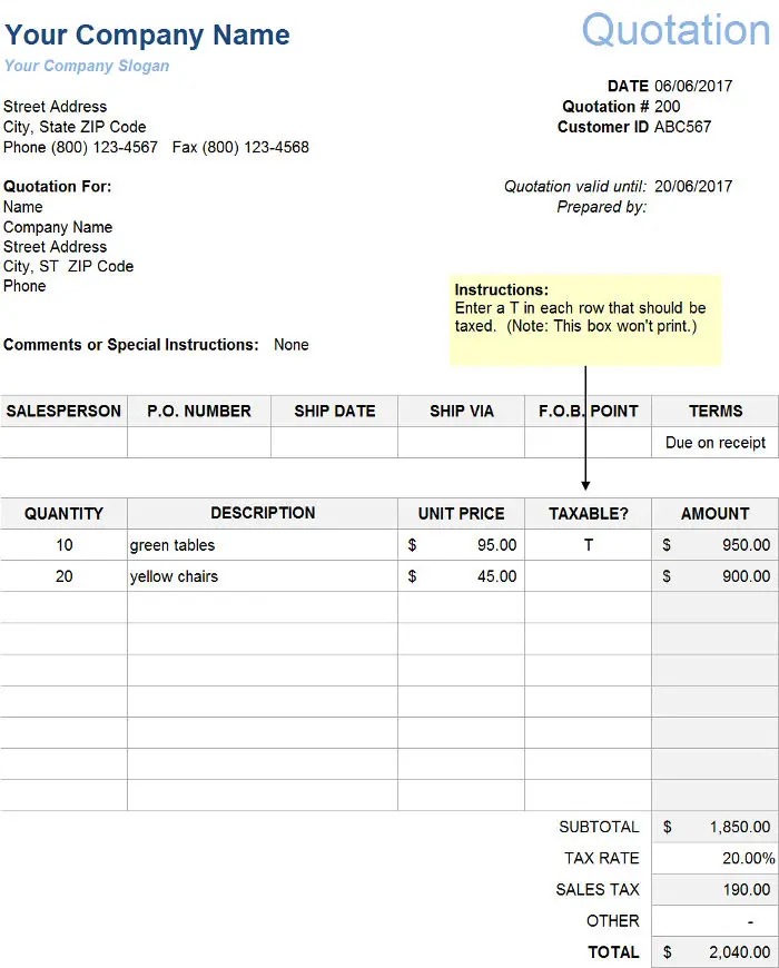 Customer's Quotation