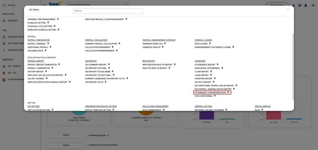 Dashboard Attendance Guru Benemica