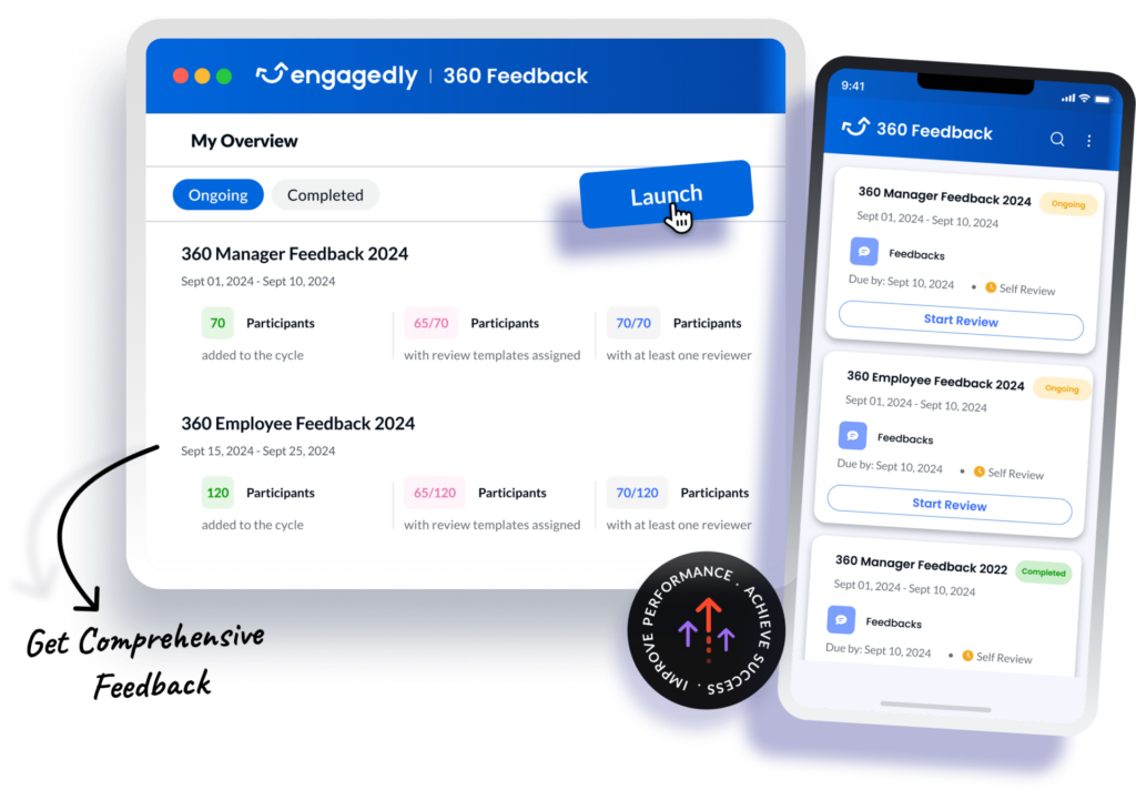 Engagedly 360 Degree Feedback Dashboard
