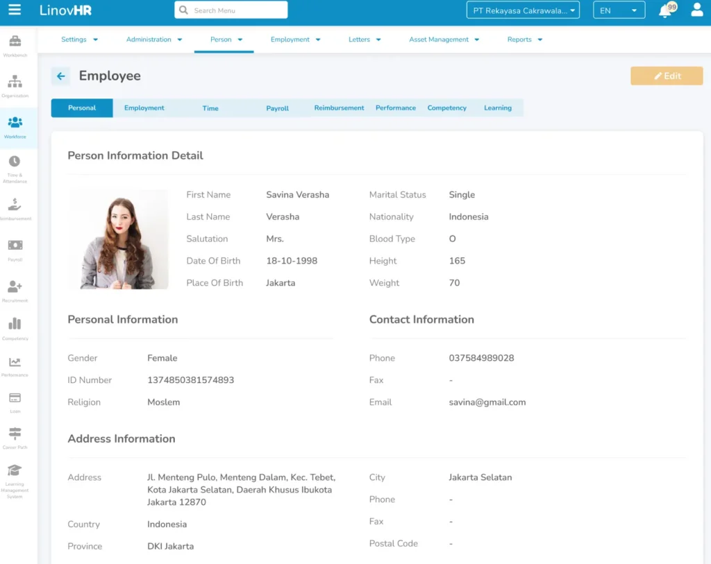 Fitur Personnel Administration LinovHR