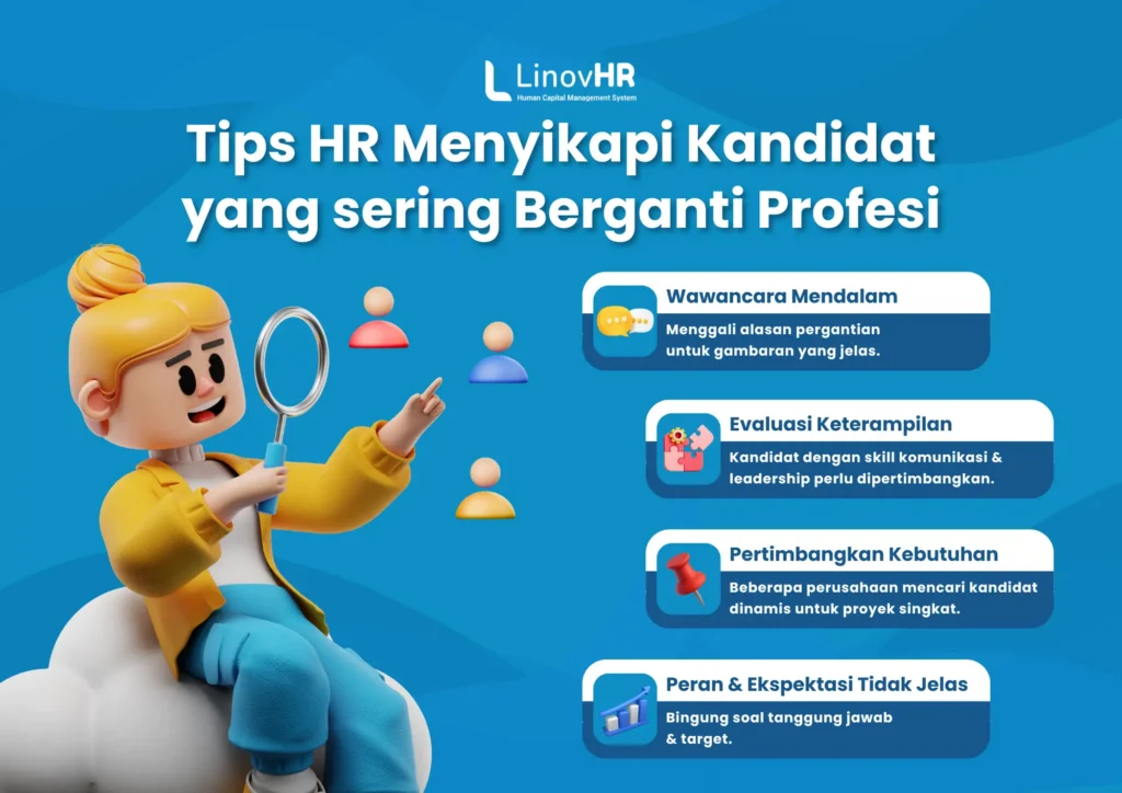 Infografis Tips Menyikapi Kandidat yang Sering Berganti Profesi dalam Waktu Singkat