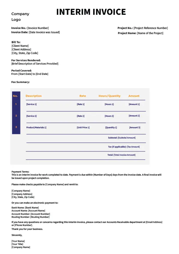 Interim Invoice