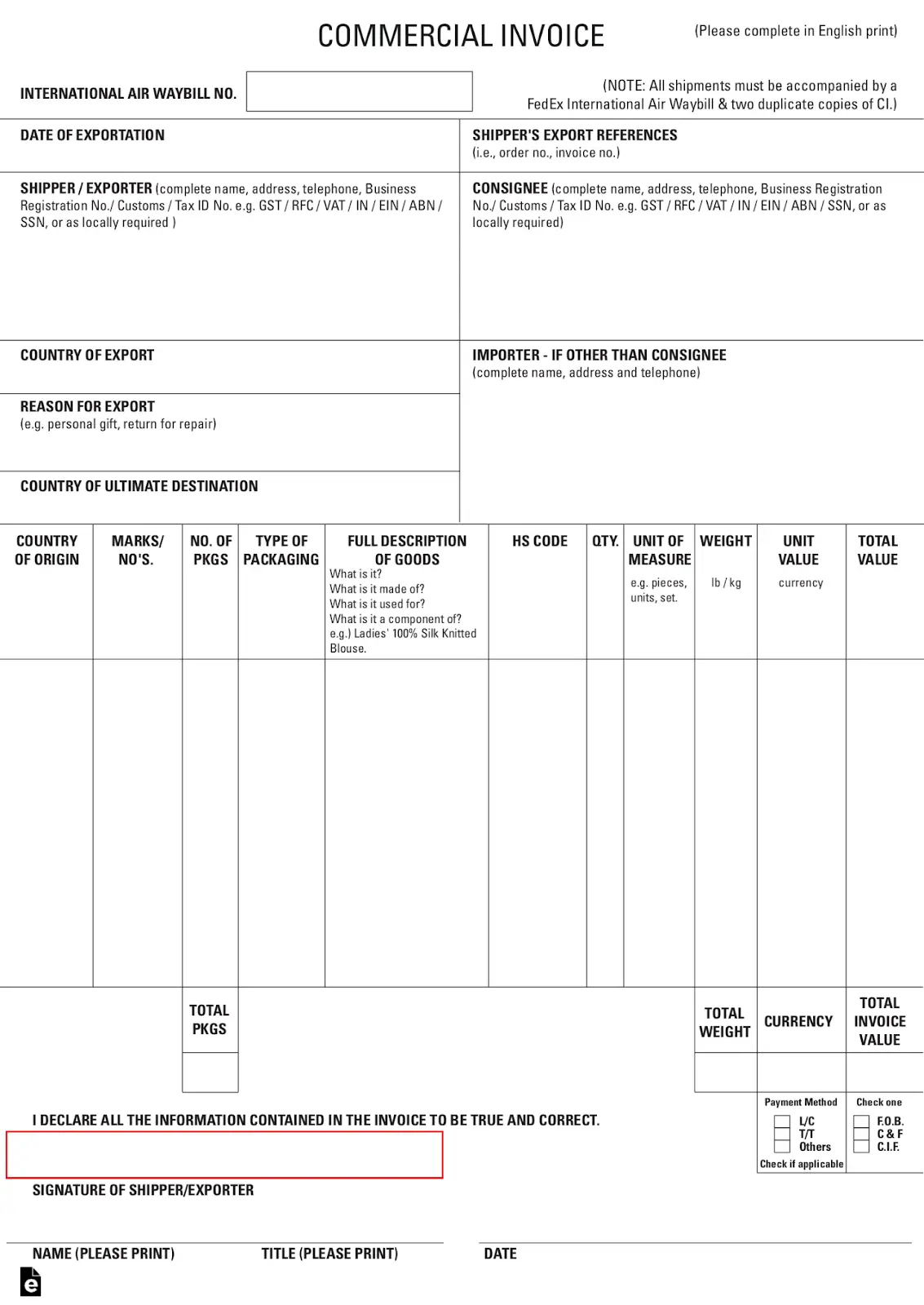Invoice Komersial
