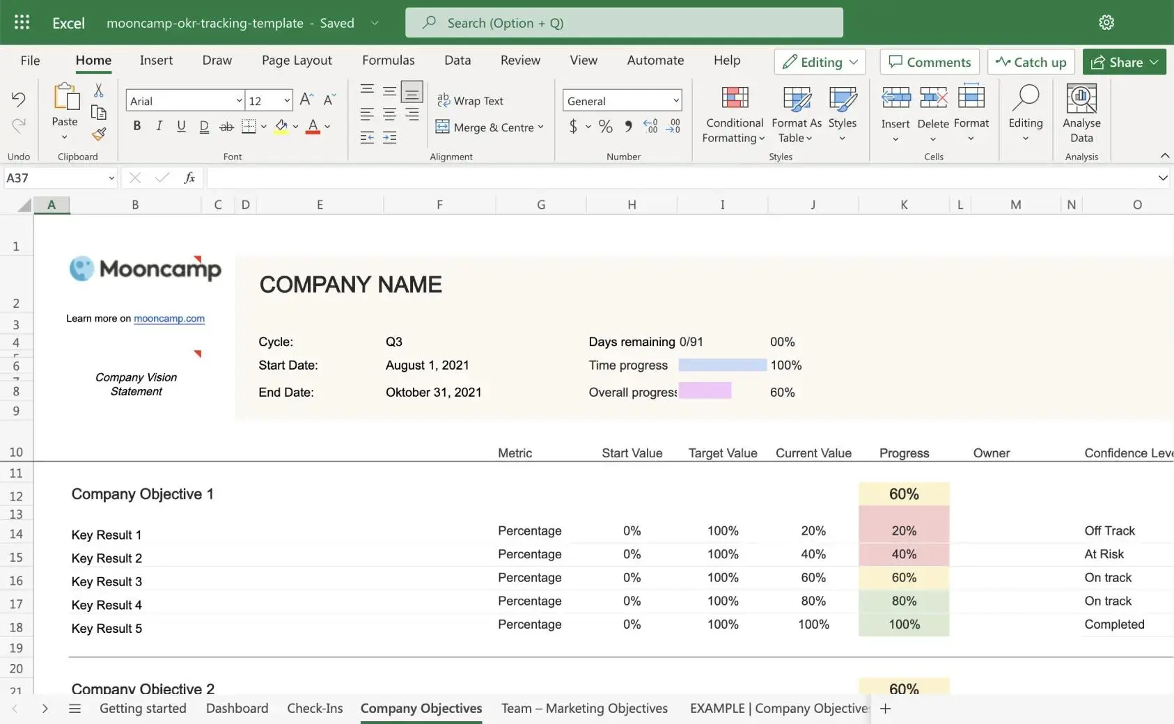 OKR Excel Template