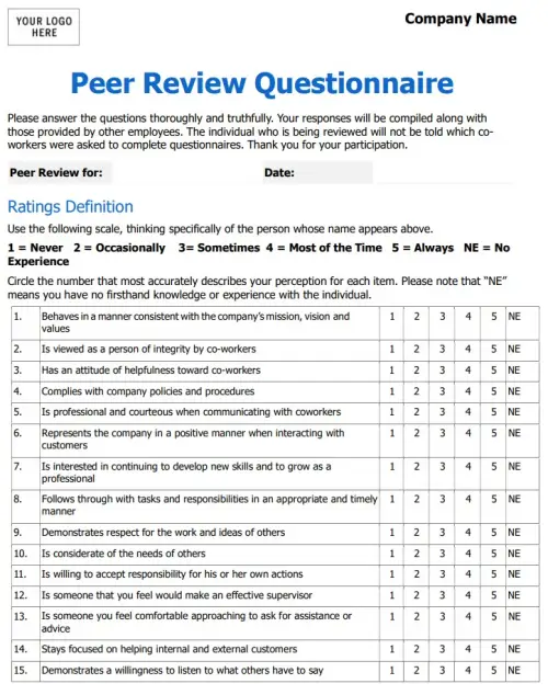 Peer-Review-Form-Template