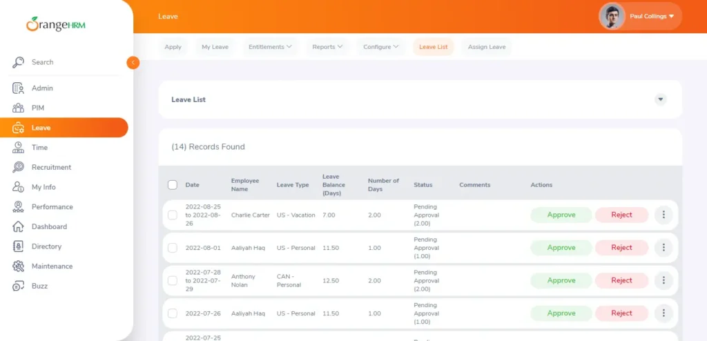 Software HRIS - OrangeHRM