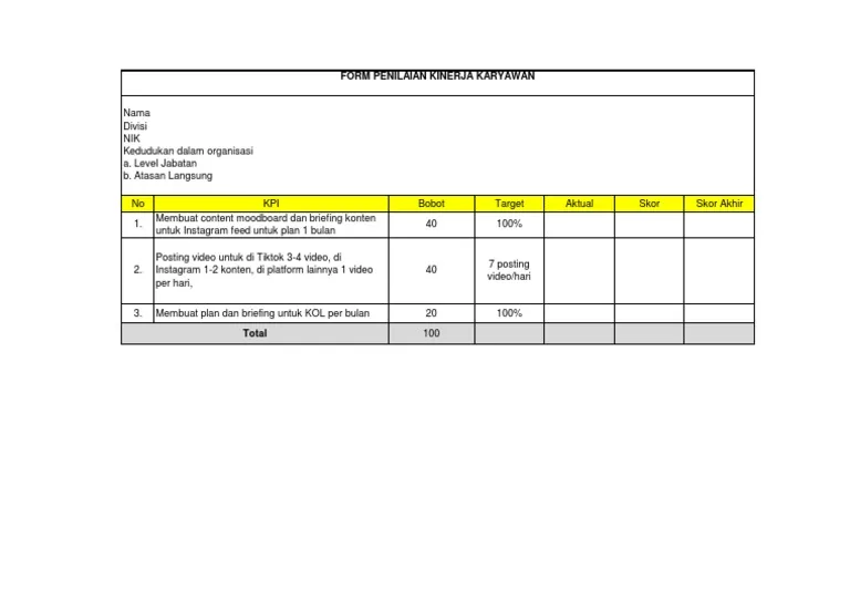 contoh KPI report format untuk laporan media sosial