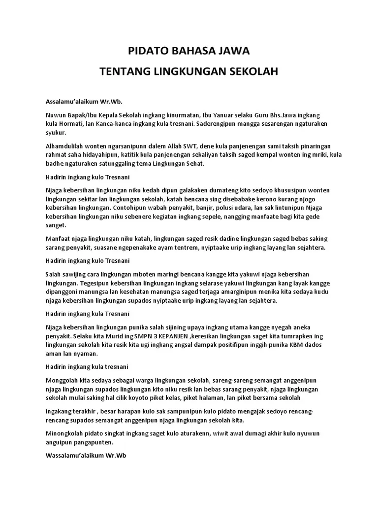 contoh Pidato Bahasa Jawa