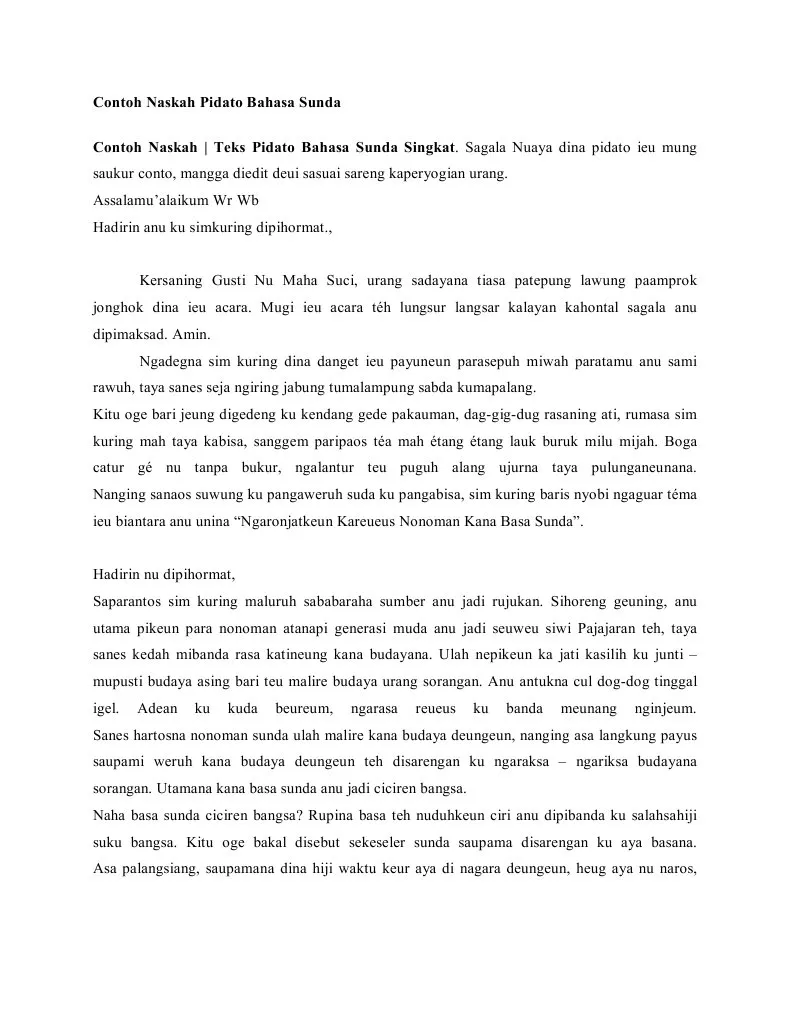 contoh Pidato Bahasa Sunda