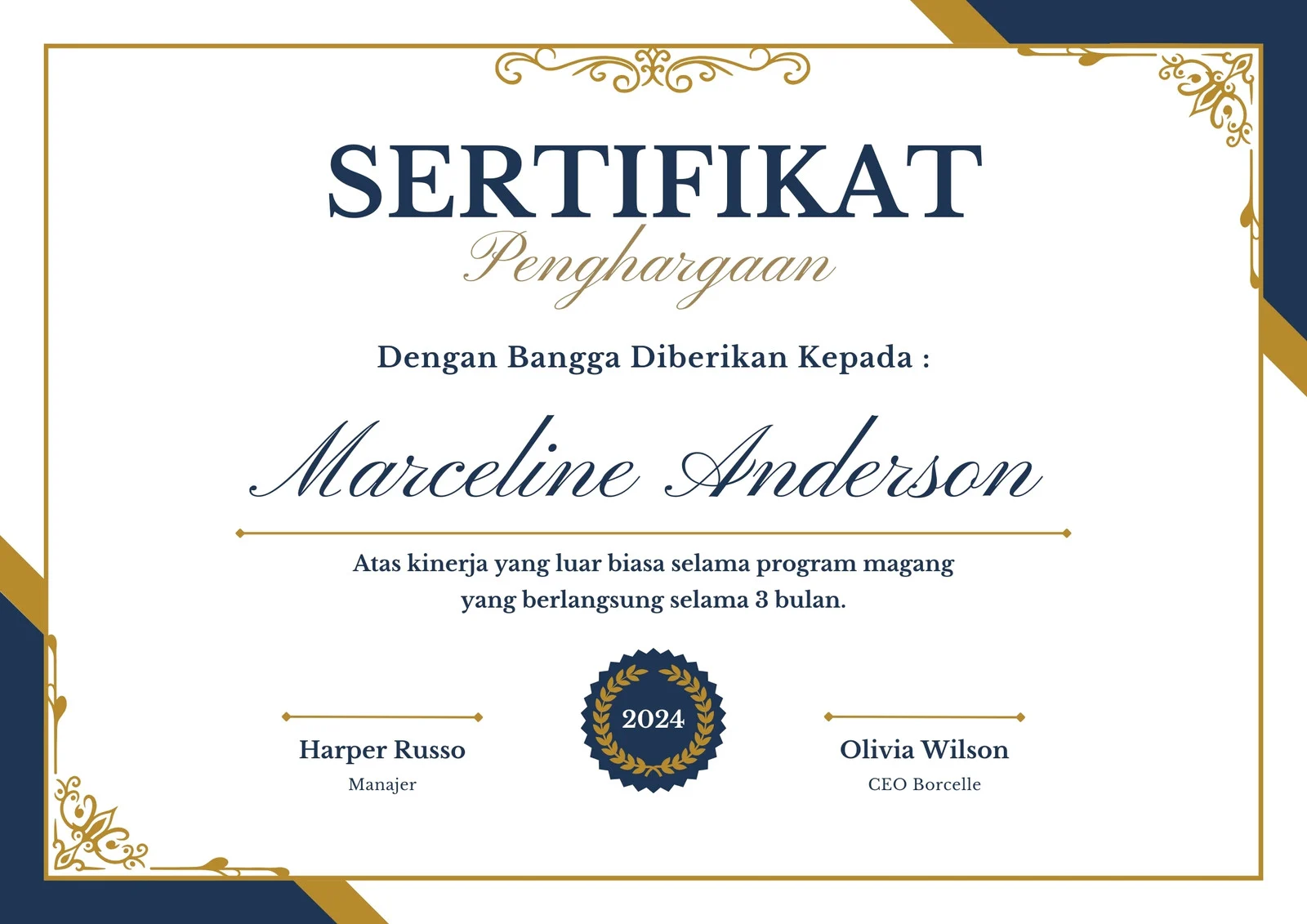 contoh sertifikat penghargaan