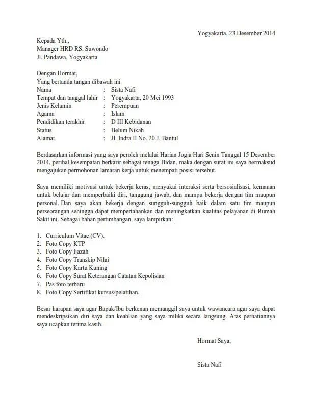 Surat Permohonan Magang bidan