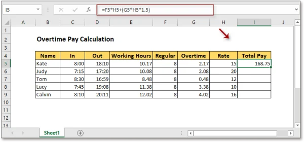menghitung lembur excel