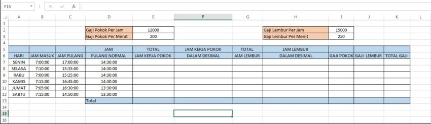 new tabel menghitung lembur excel