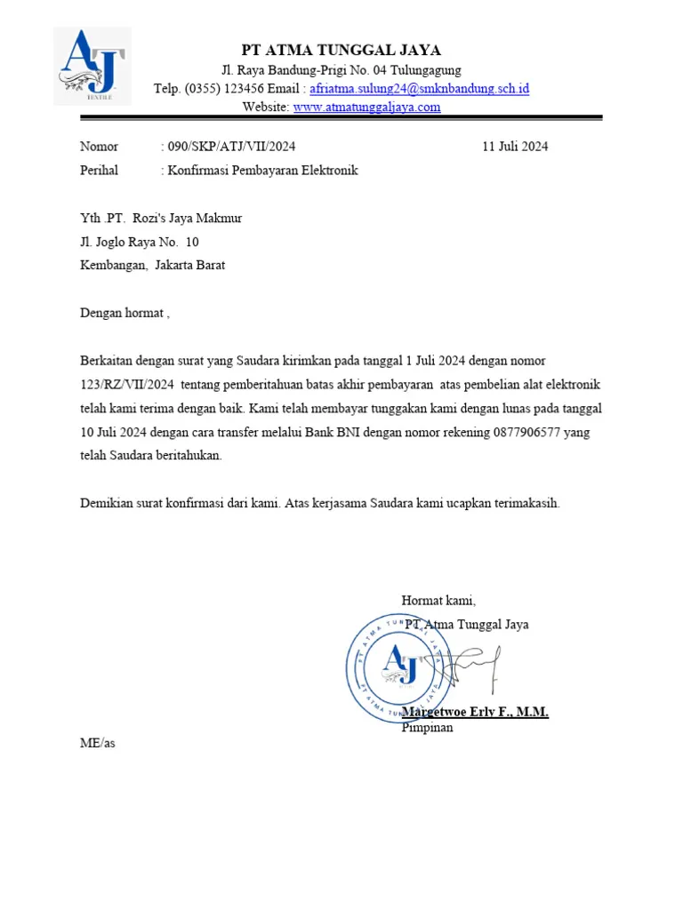 surat keluar bukti pembayaran